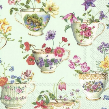 ÀÌ¾î ÆäÀÌÆÛ ·±Ä¡³ÀŲ Çöó¿ö ÄÅ IHR CUP OF FLOWERS light green Lunch Tissue L868429